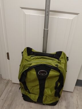 OSPREY Green and Black Travel Backpack Carry On With Wheels
